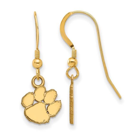 14k Gold Plated Silver Clemson University XS (Tiny) Dangle Earrings - Picture 1 of 3